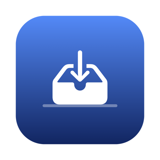 Ledge app icon, a download tray on a blue gradient