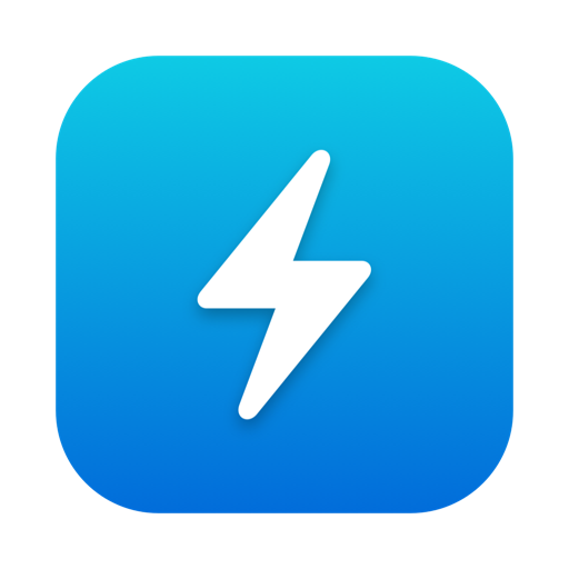 Shorthand app icon, a white lightning bolt on a blue gradient