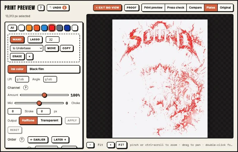 Big view with the wand selecting part of the Scarlet plate